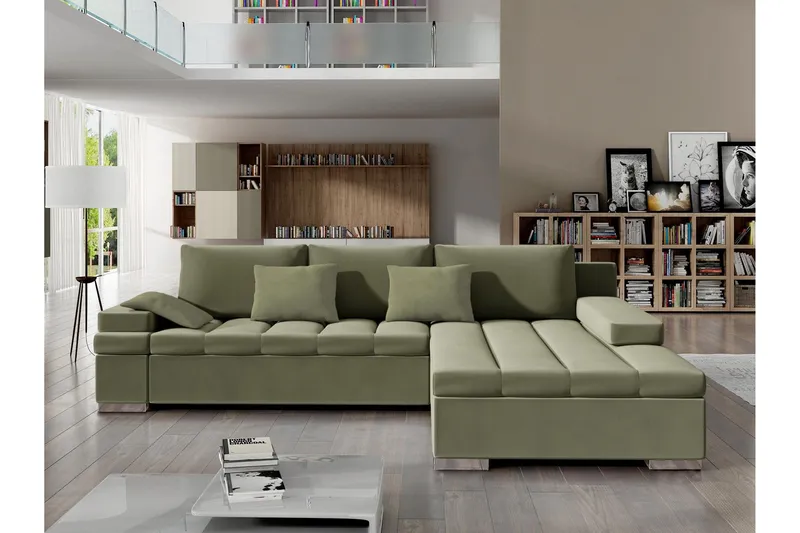Naoma Bäddsoffa m. Divan 3-sits - Grön (Art.nr 3099392) — Grön
