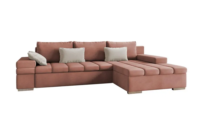 Naoma Bäddsoffa m. Divan 3-sits L-formad - Rosa (Art.nr 1577170) — Rosa