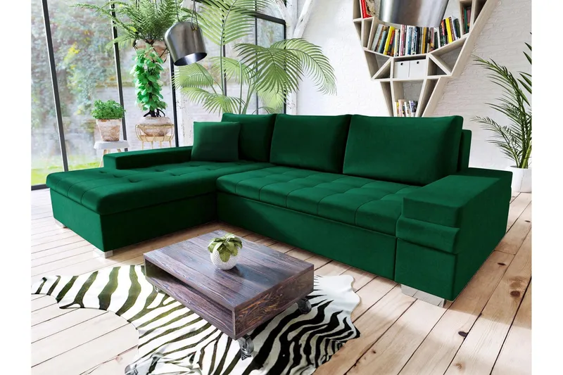 Naoma Bäddsoffa m. Divan 3-sits - Svart/Brun — Svart/Brun