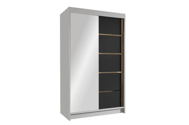 Narbonne Garderob med Spegel 100x200 cm - Svart/Vit — Svart/Vit