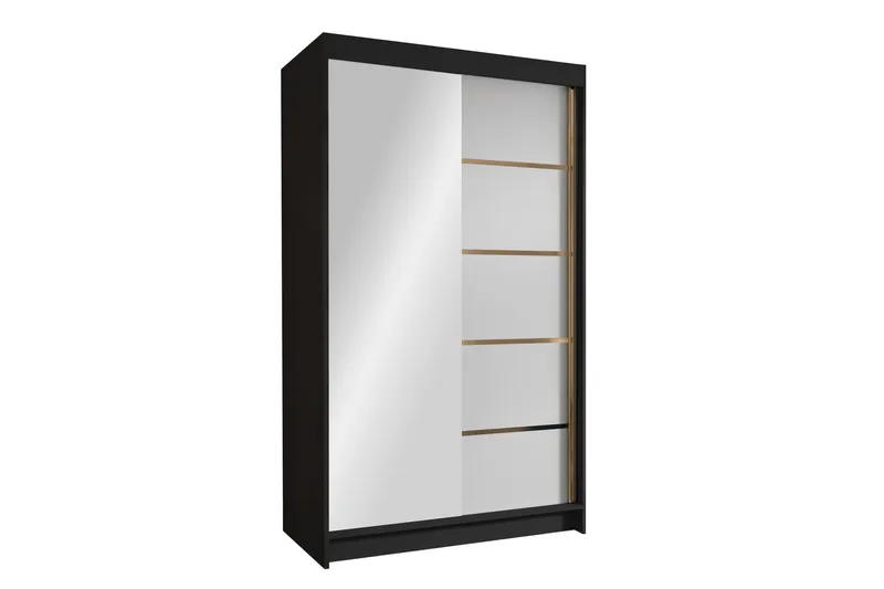 Narbonne Garderob med Spegel 100x200 cm - Vit/Svart — Vit/Svart