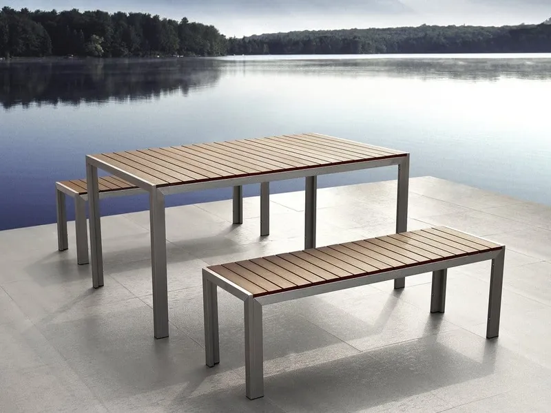 Nardo Trädgårdsmöbelset Med Utebord+Bänk Utomhus - Trä/Natur — Trä/Natur