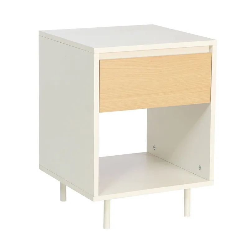 Nattduksbord/sidobord Herta 40x40x54 cm - ljus trä/vit — ljus trä/vit