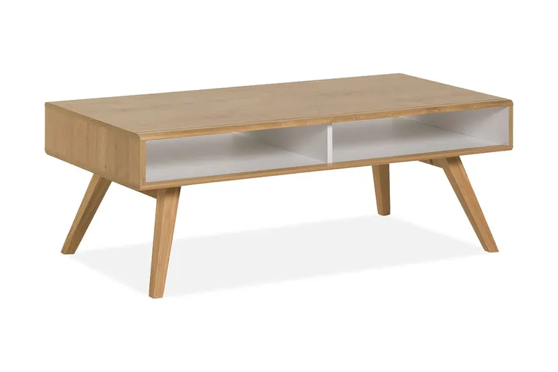 Nature Soffbord 120 cm med Förvaring Vit/Ek - VOX — VOX