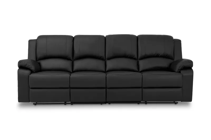 Navarro Reclinersoffa 4-sits Konstläder - Fällbar soffa - Biosoffa - Svart — Comfort Living