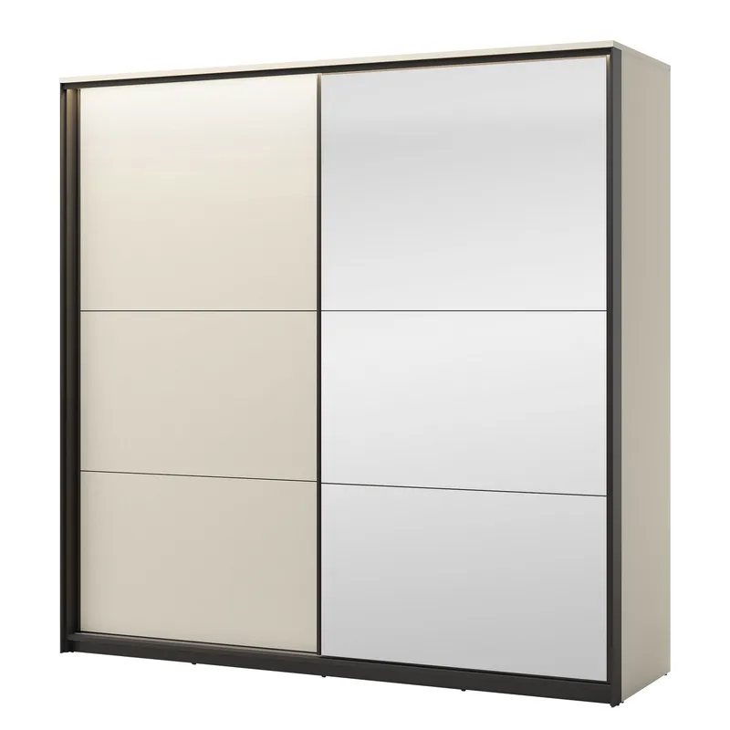 Navron Garderob med Spegel 220x221 cm - Beige — Beige