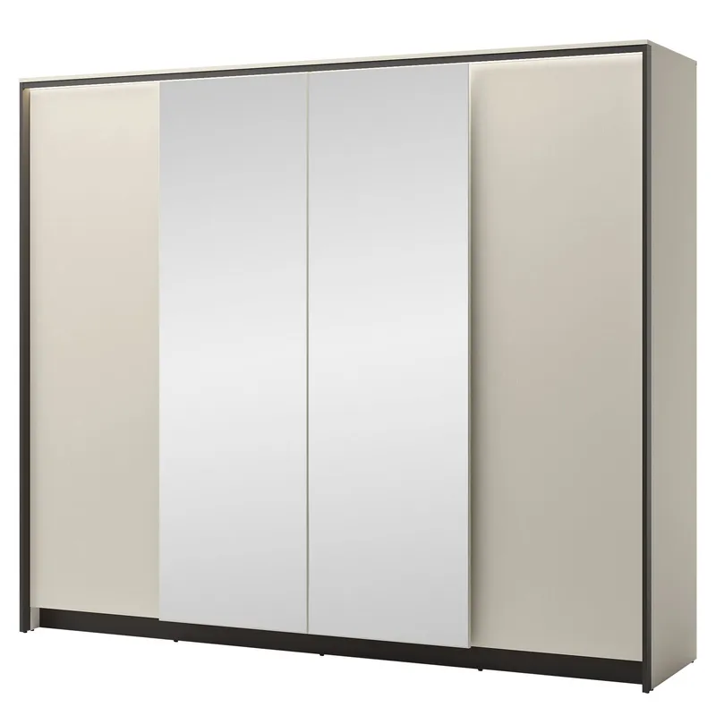 Navron Garderob med Spegel 251x215 cm - Beige — Beige