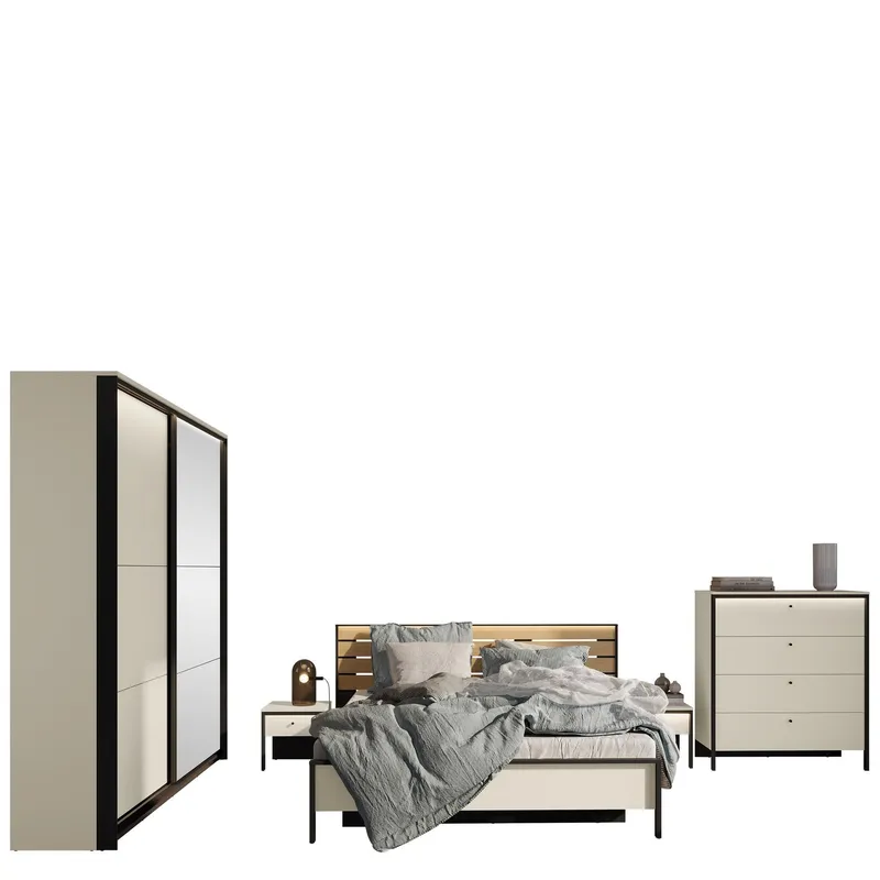 Navron Möbelset För Sovrum - Beige/Svart (Art.nr 3111539) — Beige/Svart