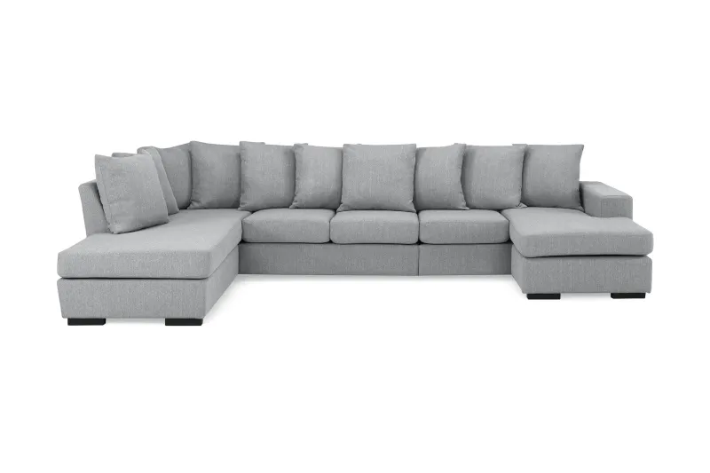 Nebraska U-soffa Divan Höger Kuvertkuddar - Ljusgrå — Scandinavian Choice