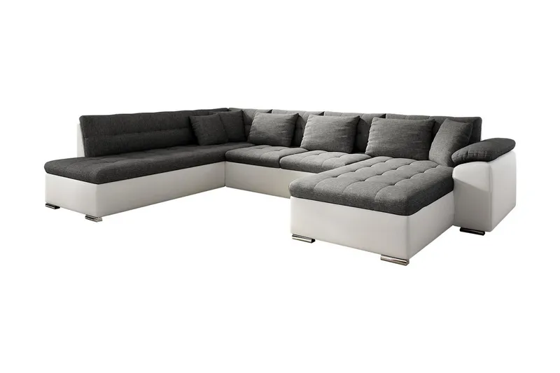 Niko U-Bäddsoffa 350x205x76 cm Divan Höger - Vit/Grå — Vit/Grå