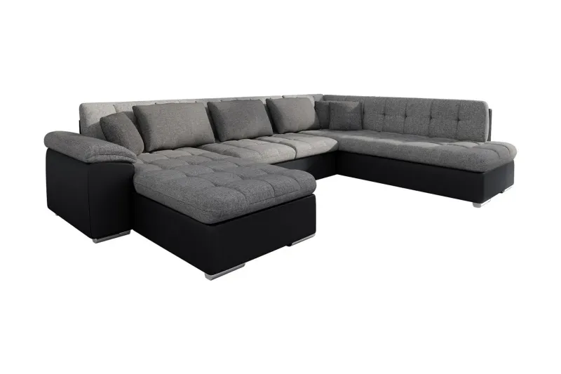 Niko U-Bäddsoffa 350x205x76 cm Divan Vänster - Grå/Svart (Art.nr 458346) — Grå/Svart