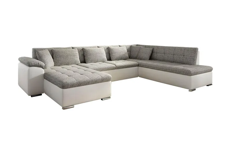 Niko U-Bäddsoffa 350x205x76 cm Divan Vänster - Vit/Grå — Vit/Grå