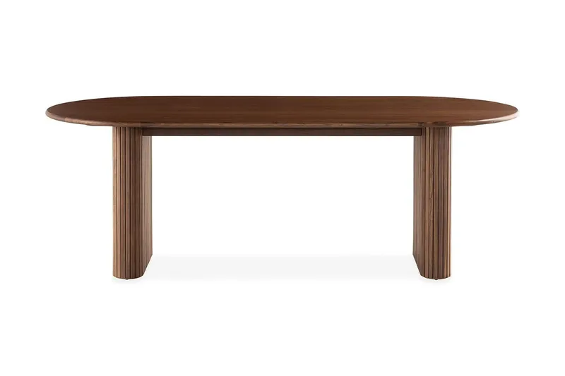 Noira Ovalt Matbord Valnöt 220 cm Ribbad - Mörkbrunt / Brunt Trä — Bark
