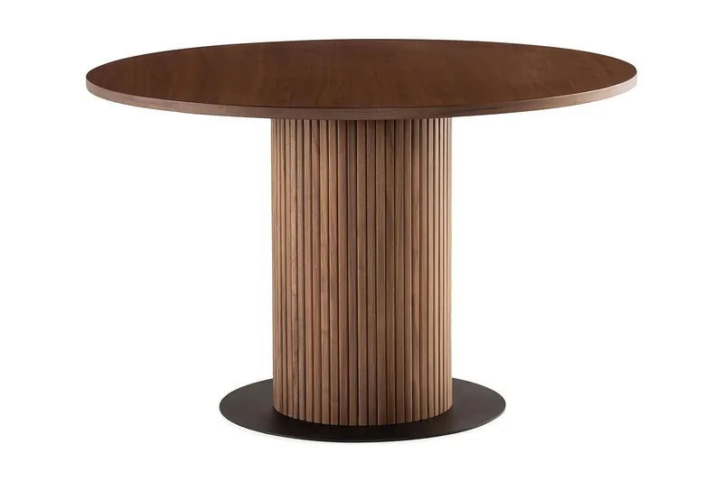 Noira Runt Litet Matbord Valnöt 120 cm - Brun / Ribbad — Bark