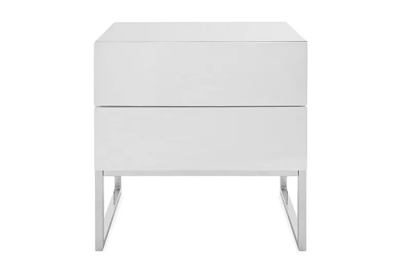 Nola Sängbord 50 cm Höga Ben med Förvaring 2 Lådor - Vit — Scandinavian Choice