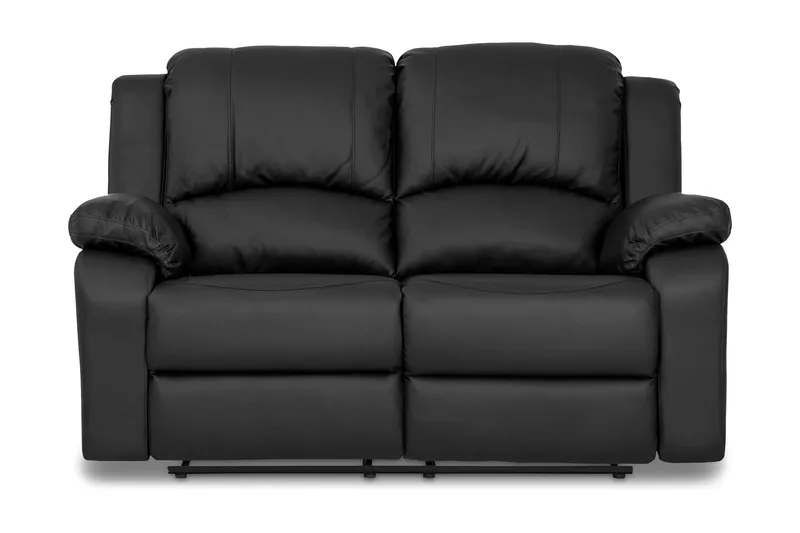 Norbo Liten Reclinersoffa 2-sits Konstläder - Fällbar soffa - Biosoffa - Svart / Mörk — Comfort Living