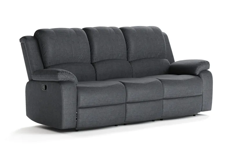 Norbo Reclinersoffa - Fällbar soffa 3-sits - Biosoffa i Tyg - Mörkgrå — Comfort Living