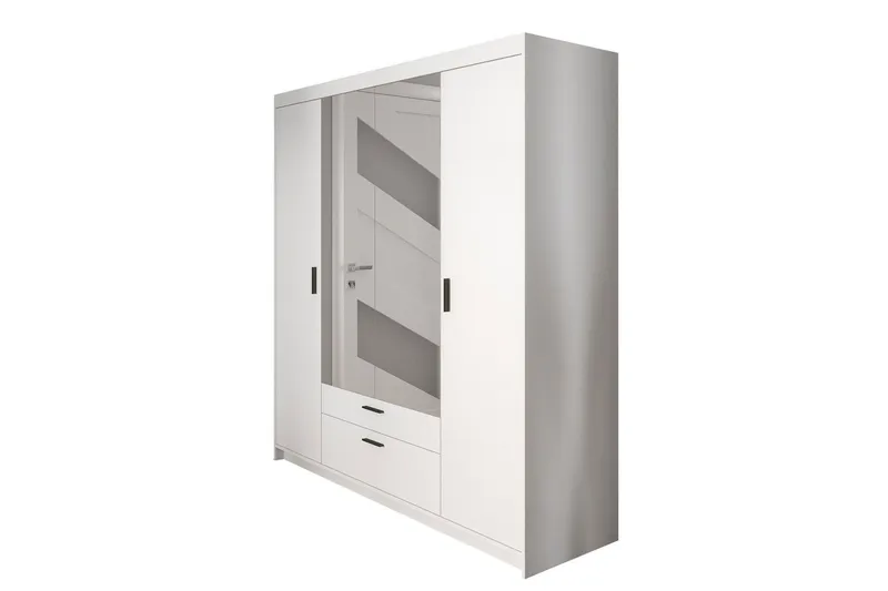 Norrbyn Garderob med Spegel 53x190x176,3 cm - Vit — Vit