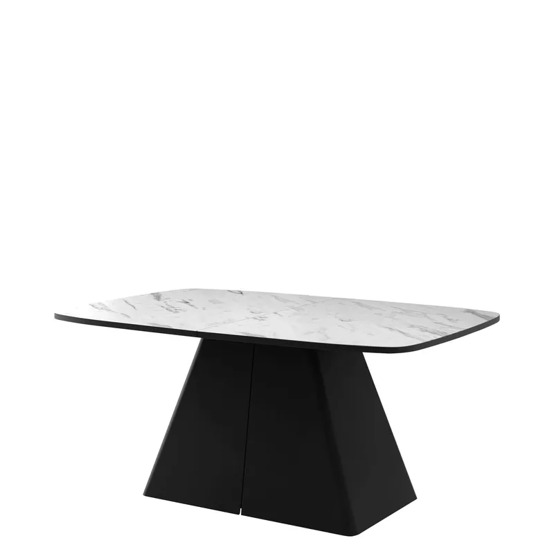 Novaj Matbord förlängningsbart 180-256 cm - Svart, vit (marmor) — Svart, vit (marmor)