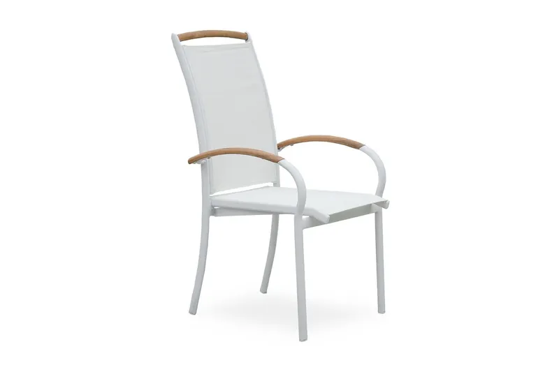 Nydala Karmstol Utomhus Stapelbar Vit/Teak - Hillerstorp — Hillerstorp