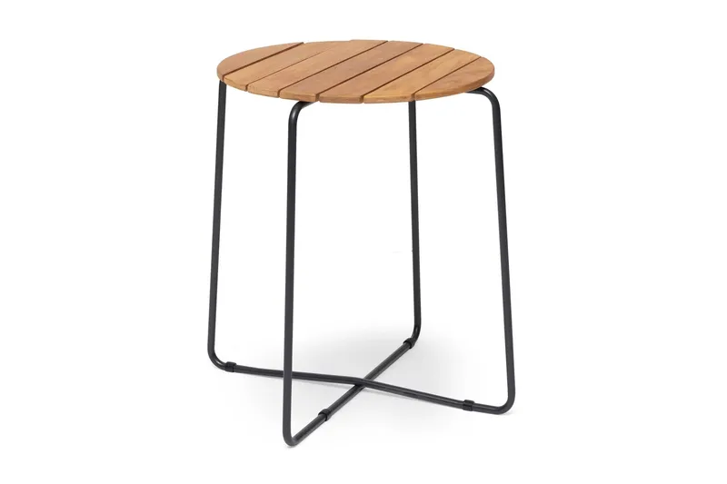 Oas Runt Cafébord och KaffeUtebord Utomhus 56 cm Trä Teak - Brun/ Svart — Hillerstorp