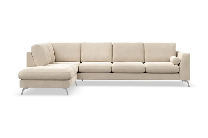 Ocean Lyx 4-sits Vänstervänd L-formad Schäslongsoffa i Sammet - Beige (Art.nr 880268) — Scandinavian Choice