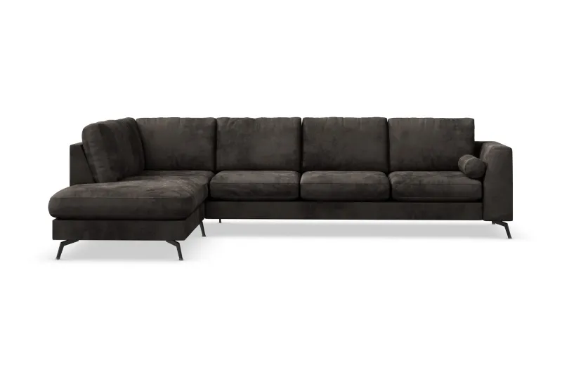 Ocean Lyx 4-sits Vänstervänd L-formad Schäslongsoffa i Sammet - Mörkgrå (Art.nr 880272) — Scandinavian Choice