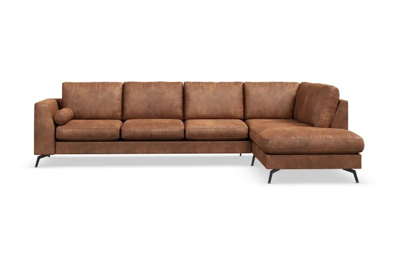 Ocean Lyx 5-sits Högervänd L-formad Schäslongsoffa i Konstläder - Brun (Art.nr 880223) — Scandinavian Choice