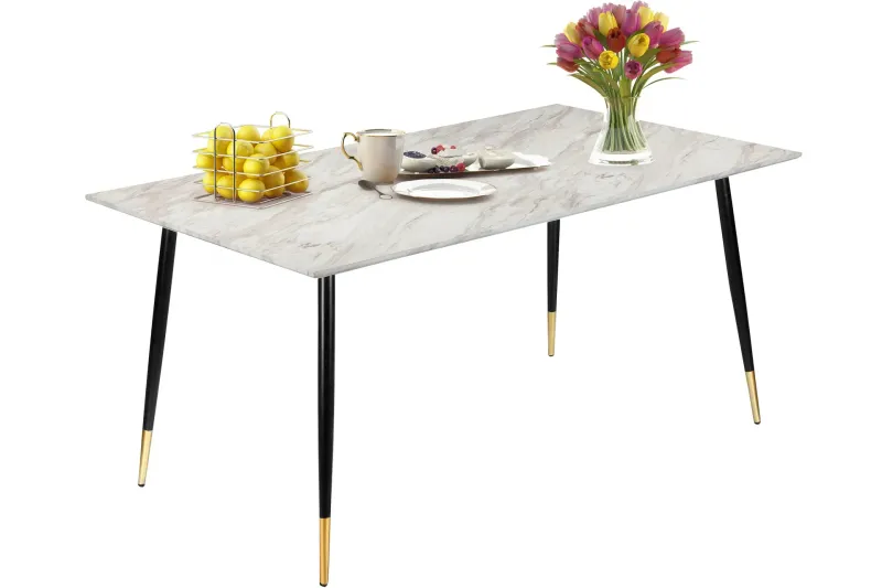 Oktoos Matbord 120 cm - Grå/Vit/Svart/Guld — Grå/Vit/Svart/Guld