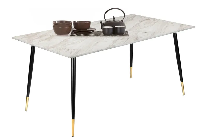Oktoos Matbord 160 cm - Grå/Vit/Svart/Guld — Grå/Vit/Svart/Guld