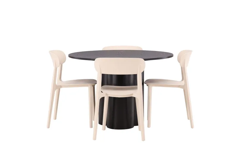 Olivia Matgrupp 110 cm Rund med 4 Åstol Stolar - Beige — Venture Home