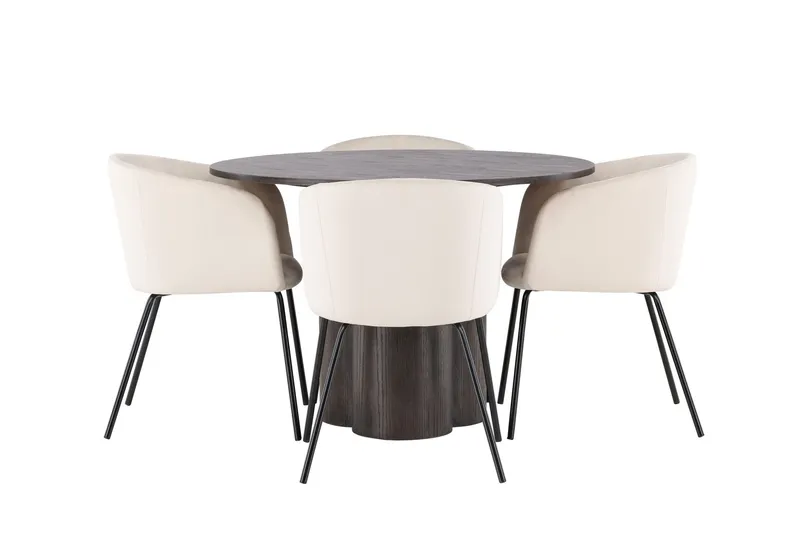 Olivia Matgrupp 110 cm Rund med 4 Berit stolar - Beige (Art.nr 3059816) — Venture Home