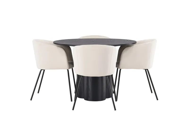 Olivia Matgrupp 110 cm Rund med 4 Berit Stolar - Beige (Art.nr 3061071) — Venture Home