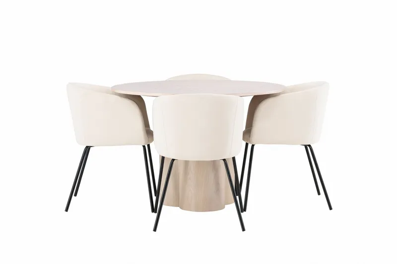 Olivia Matgrupp 110 cm Rund med 4 Berit stolar - Whitewash — Venture Home