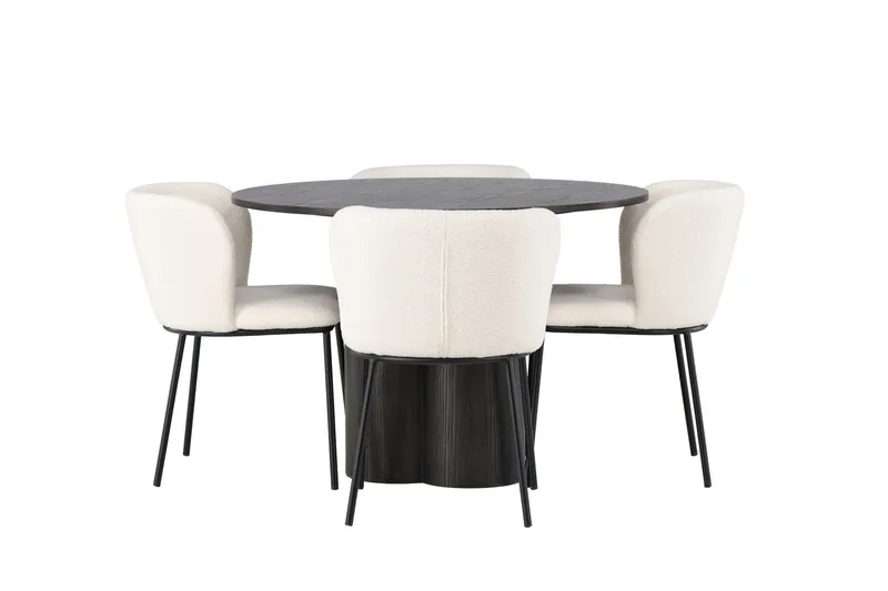 Olivia Matgrupp 110 cm Rund med 4 Edina Stolar - Mocca — Venture Home