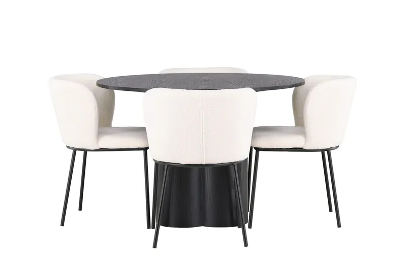 Olivia Matgrupp 110 cm Rund med 4 Edina Stolar - Svart — Venture Home