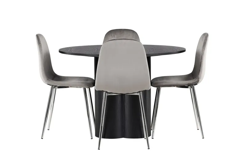 Olivia Matgrupp 110 cm Rund med 4 Eva Stolar - Svart — Venture Home