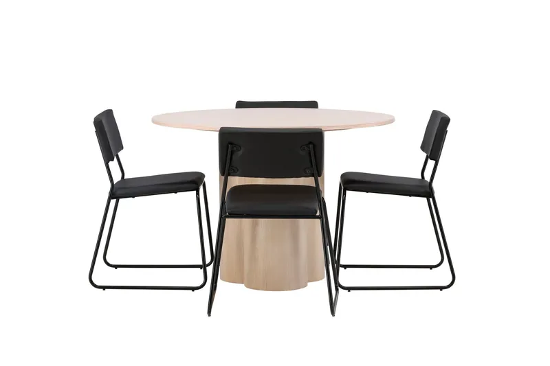 Olivia Matgrupp 110 cm Rund med 4 Kenth Stolar - Svart (Art.nr 3061502) — Venture Home