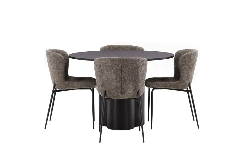Olivia Matgrupp 110 cm Rund med 4 Modesto Stolar - Beige — Venture Home