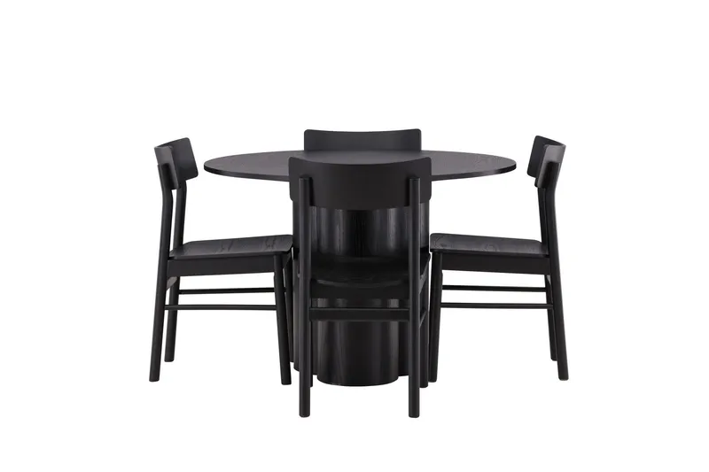 Olivia Matgrupp 110 cm Rund med 4 Montros Stolar - Svart — Venture Home