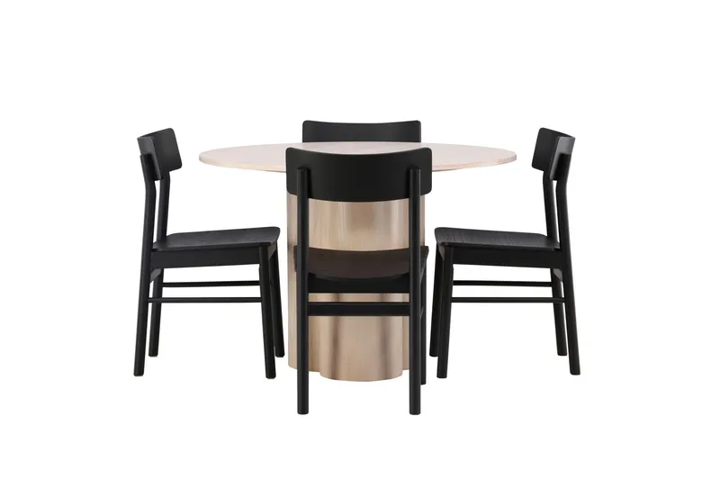 Olivia Matgrupp 110 cm Rund med 4 Montros stolar - Whitewash — Venture Home