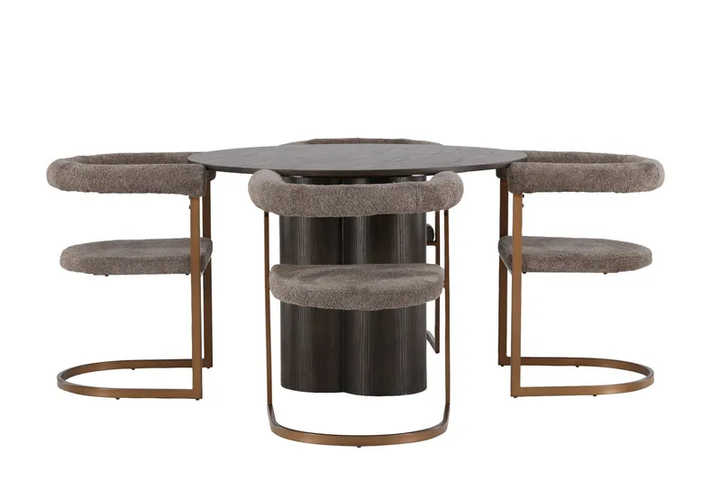 Olivia Matgrupp 110 cm Rund med 4 Morning stolar - Brun — Venture Home