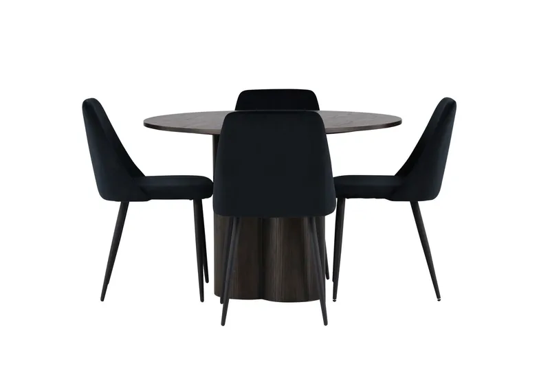Olivia Matgrupp 110 cm Rund med 4 Night stolar - Svart — Venture Home