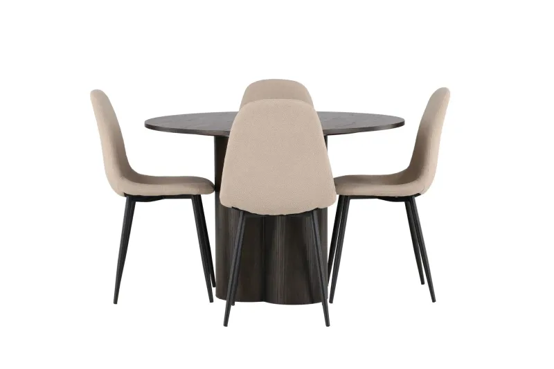 Olivia Matgrupp 110 cm Rund med 4 Polar stolar - Beige (Art.nr 3059592) — Venture Home