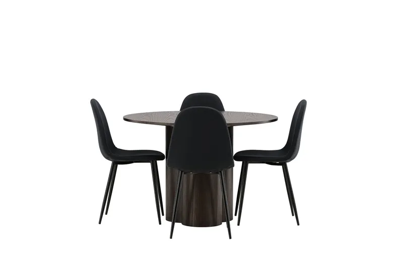 Olivia Matgrupp 110 cm Rund med 4 Polar stolar - Svart — Venture Home