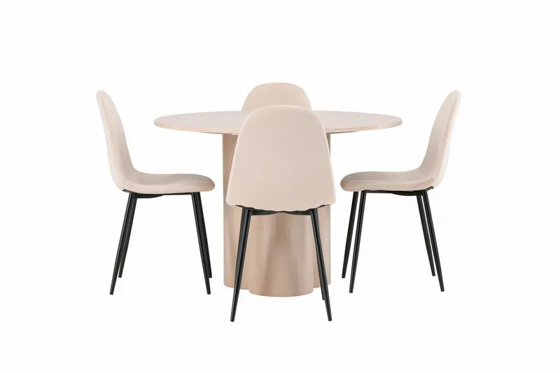 Olivia Matgrupp 110 cm Rund med 4 Polar stolar - Whitewash (Art.nr 3059307) — Venture Home