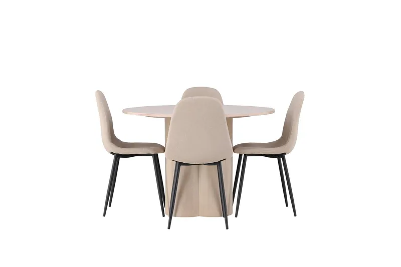 Olivia Matgrupp 110 cm Rund med 4 Polar stolar - Whitewash (Art.nr 3059652) — Venture Home
