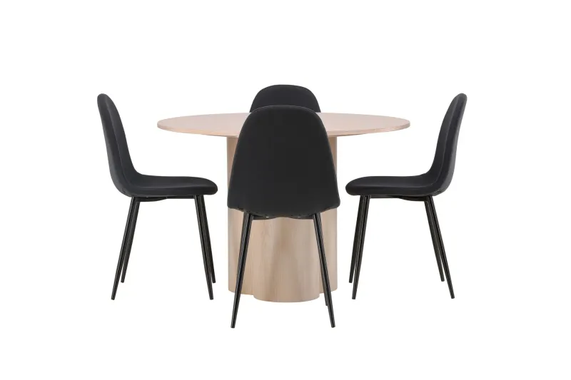 Olivia Matgrupp 110 cm Rund med 4 Polar stolar - Whitewash (Art.nr 3058809) — Venture Home
