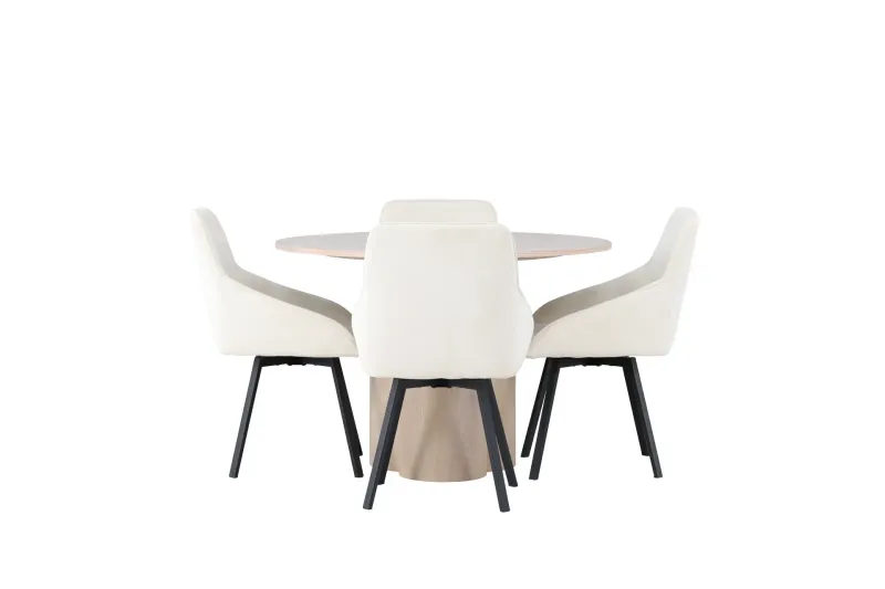 Olivia Matgrupp 110 cm Rund med 4 Rosie stolar - Beige (Art.nr 3059587) — Venture Home