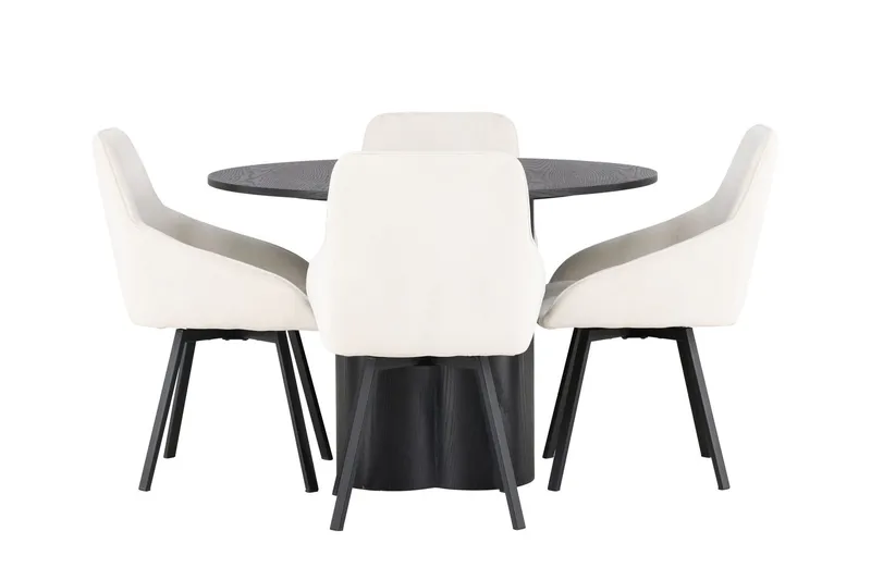 Olivia Matgrupp 110 cm Rund med 4 Rosie Stolar - Svart — Venture Home
